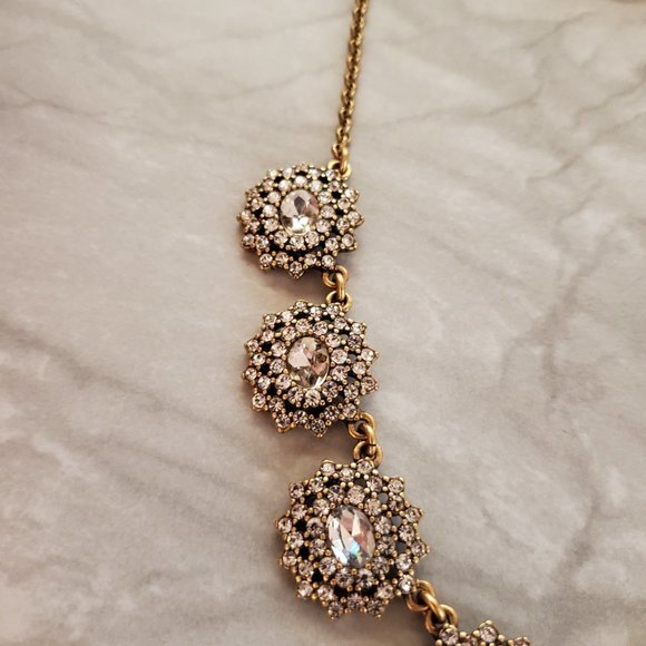 ✨ J.Crew Rhinestones Crystals Cluster Wedding Bridal Antique Statement Necklace - Picture 8 of 16
